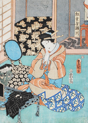 Toyohara Kunichika - Gejša a růženec