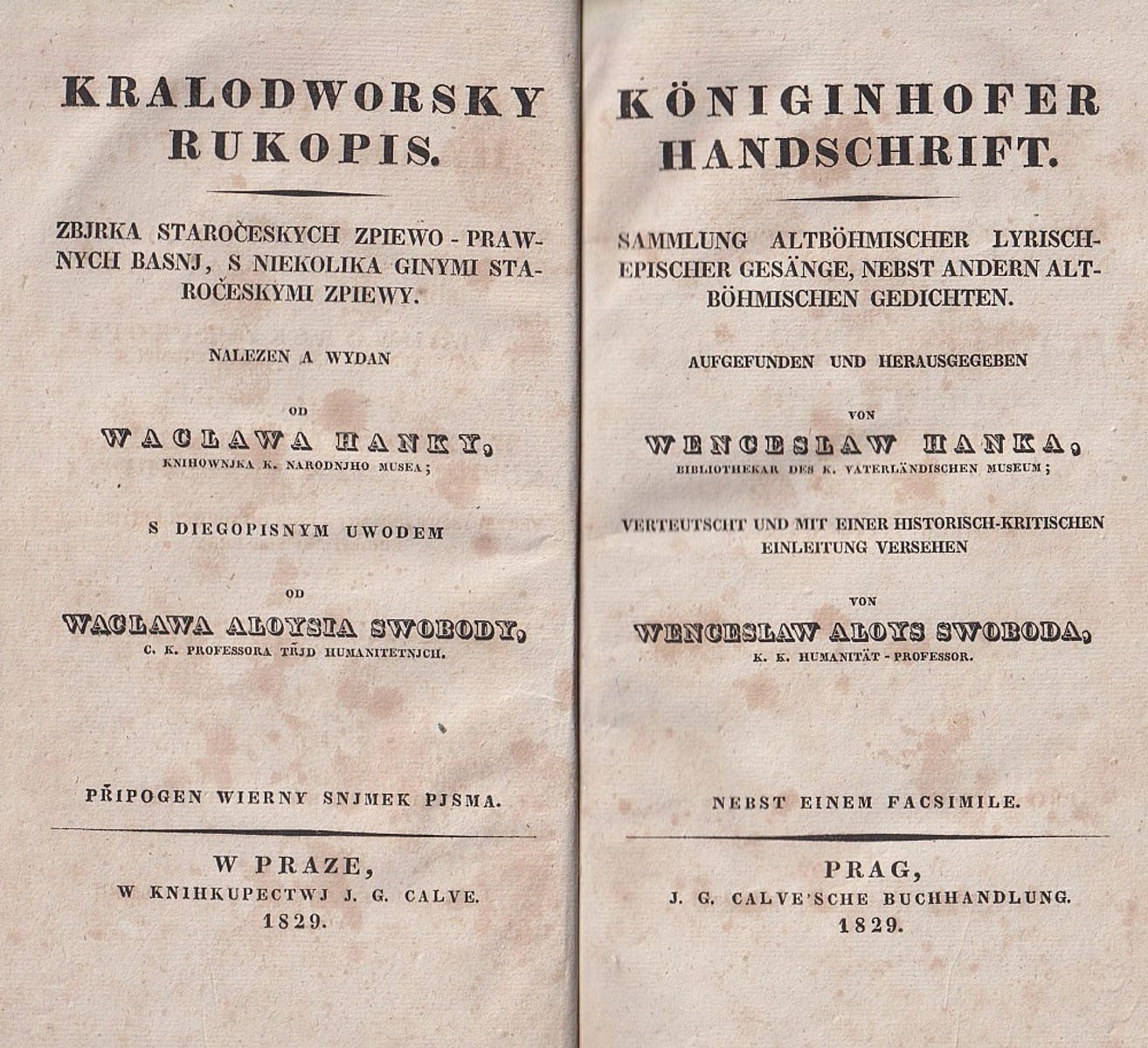 Václav Hanka - Kralodworsky rukopis/Königinhofer Handschrift