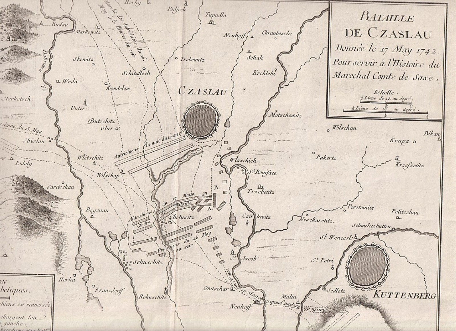 Neznámý autor - Bataille de Czaslau Donée le 17 May 1742 ( Bitva Chotusic)