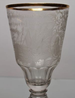 Barokní rytý a broušený Slezský pohár