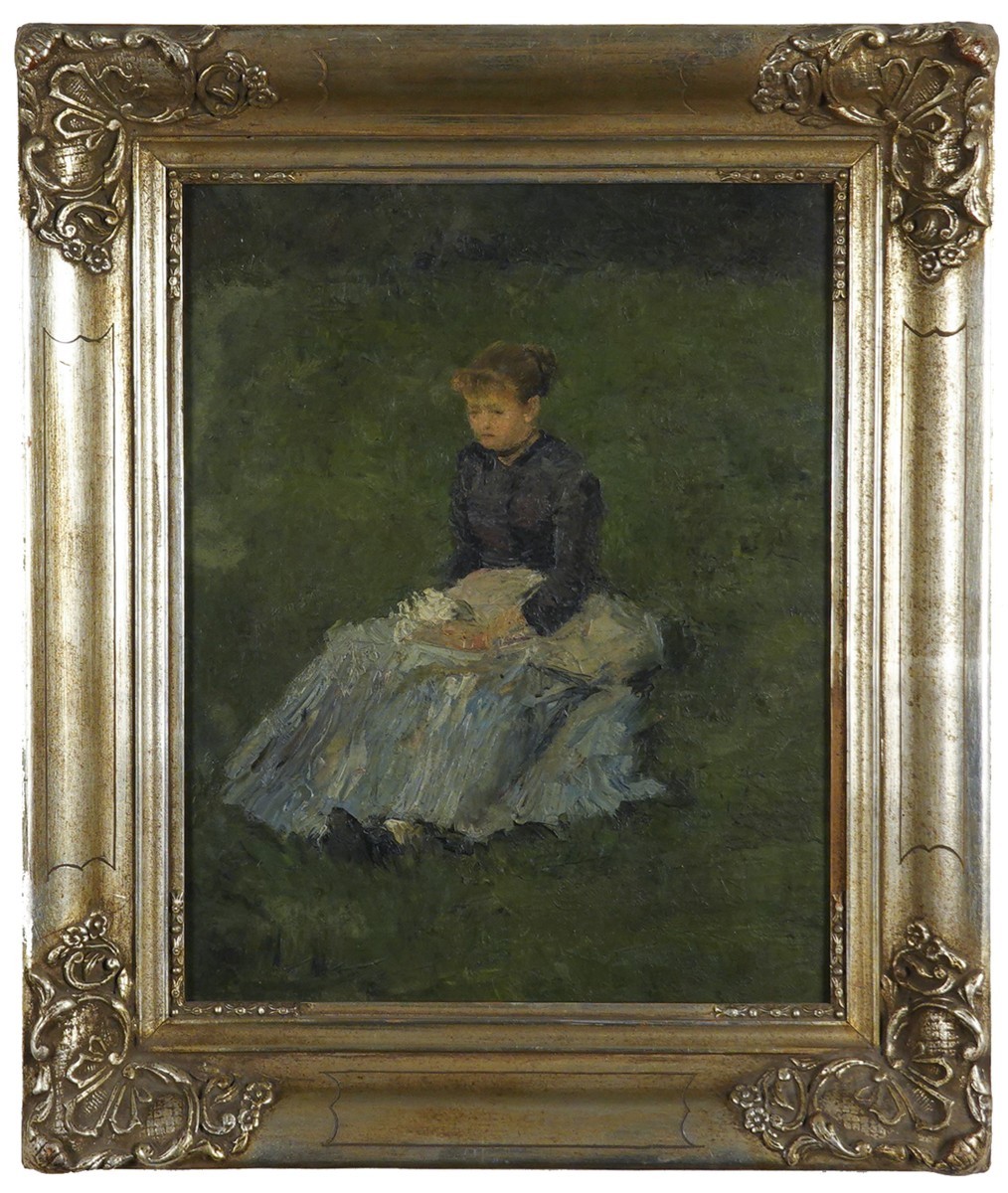 Helena Emingerová / pseudonym A. Holanová (1858 - 1943) - Děvče s kytičkou lučního kvítí