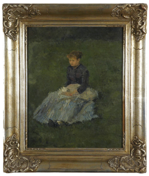 Helena Emingerová / pseudonym A. Holanová (1858 - 1943) - Děvče s kytičkou lučního kvítí