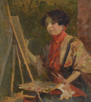 Helena Emingerová / pseudonym A. Holanová (1858 - 1943) - U malířského stojanu
