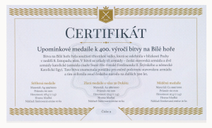 Sada upomínkových medailí k 400.výročí bitvy na Bílé hoře