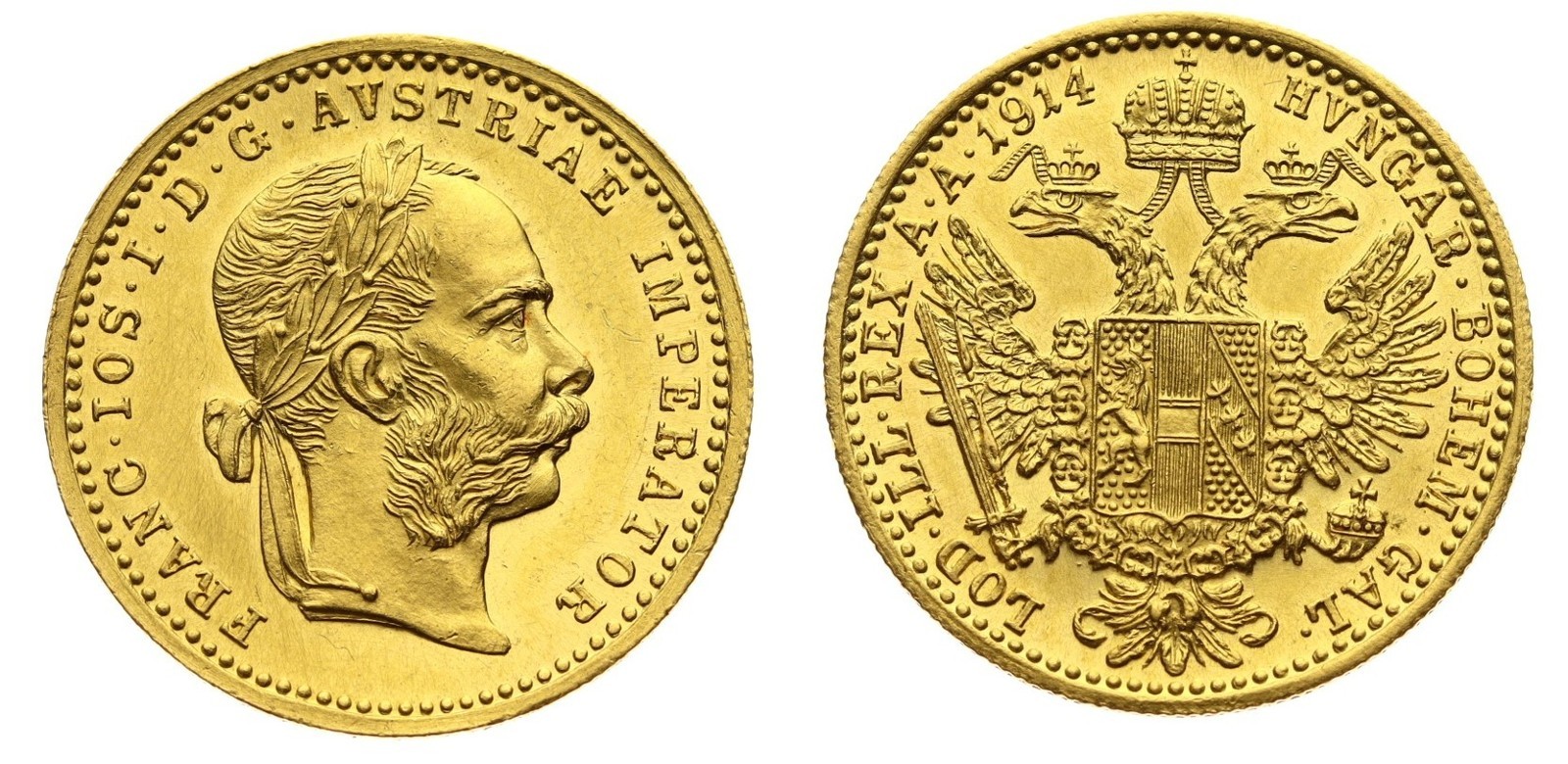 Rakousko Uhersko zlatý 1 dukát FJI. 1914 bz