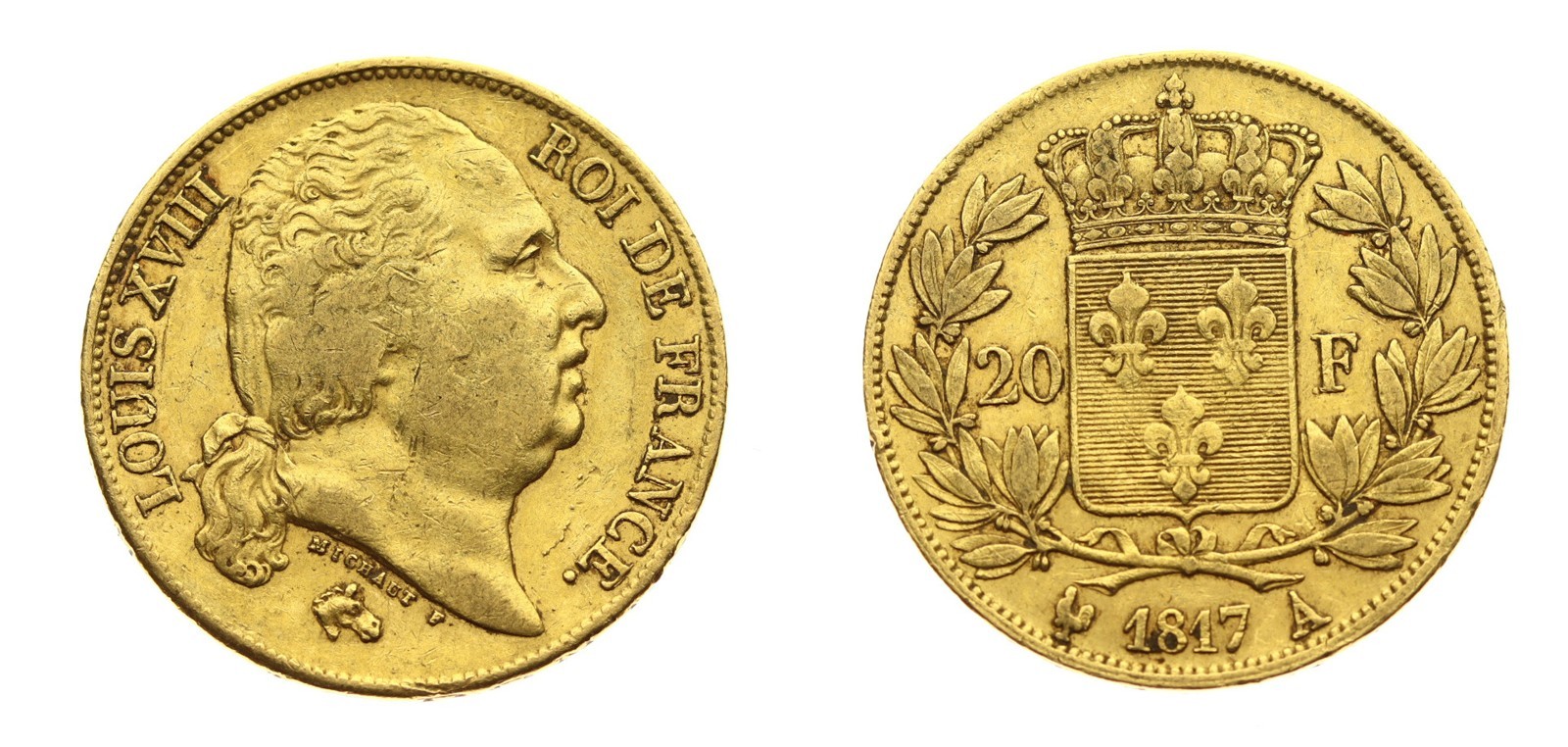 Francie zlatý 20 frank LUDVÍK XVIII. 1817 A