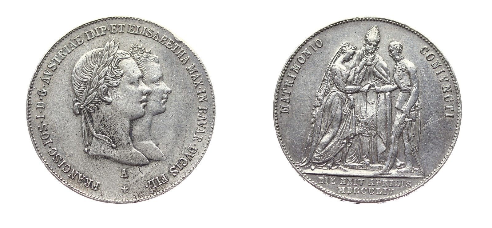 Rakousko Uhersko 1/2 TOLAR svatebí FJI. A Alžběty 1854 A Vídeň