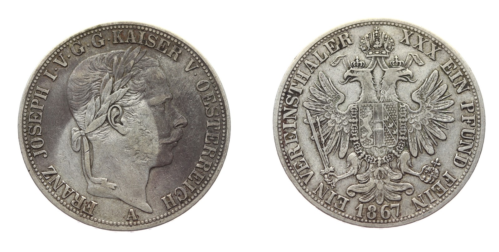 Rakousko Uhersko stříbrný spolkový Tolar 1867 A Vídeň
