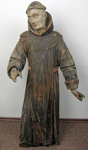 Mnich - dřevěná plastika 17./18. století