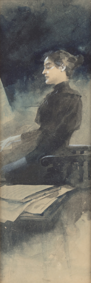 Oliva Viktor 1861–1928 | Dívka za klavírem