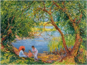 Langer Karel (1878 - 1947), Pod stromy u  jezírka