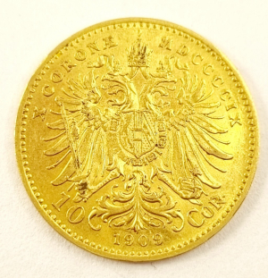 Zlatá mince, 10 koruna Franz Josef I. 1909