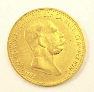 Zlatá mince, 10 koruna Franz Josef I. 1909