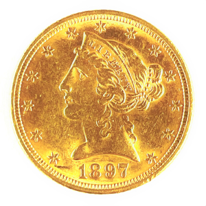 Zlatá mince 5 dolarů, 1897
