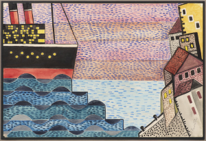 BEDŘICH FEUERSTEIN 1892 - 1936 - PRŮHLED NA MOŘE S LODÍ