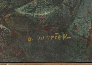 OTA JANEČEK 1919 - 1996 - CHLAPEC V ČERVENÉM BARETU A S VELKÝM OKOUNEM