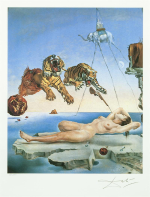 Dalí Salvador - Sen vyvolaný letem včely kolem granátového jablka těsně před probuzením