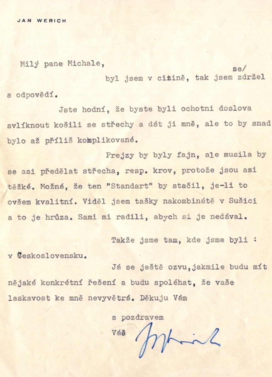 Jan Werich - Dopis s podpisem