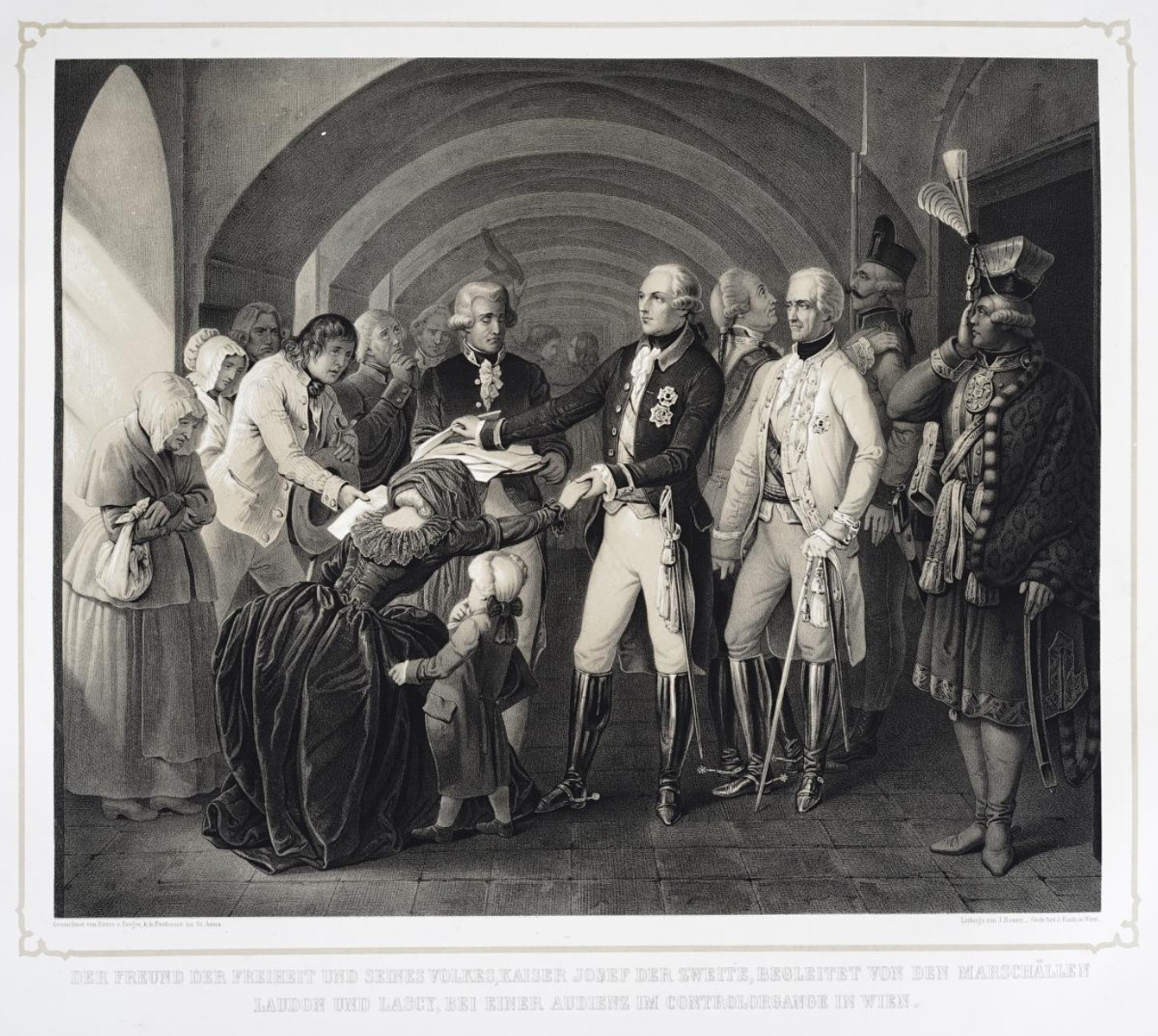 Anton Ritter von Perger - Josef II. v doprovodu maršálů Laudona a Lascyho