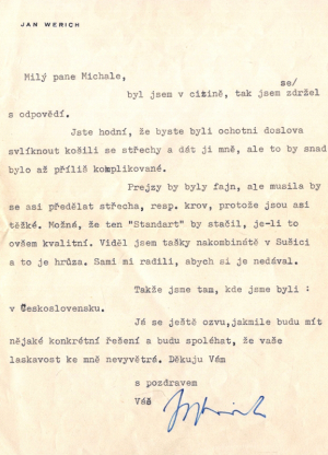 Jan Werich - Dopis s podpisem