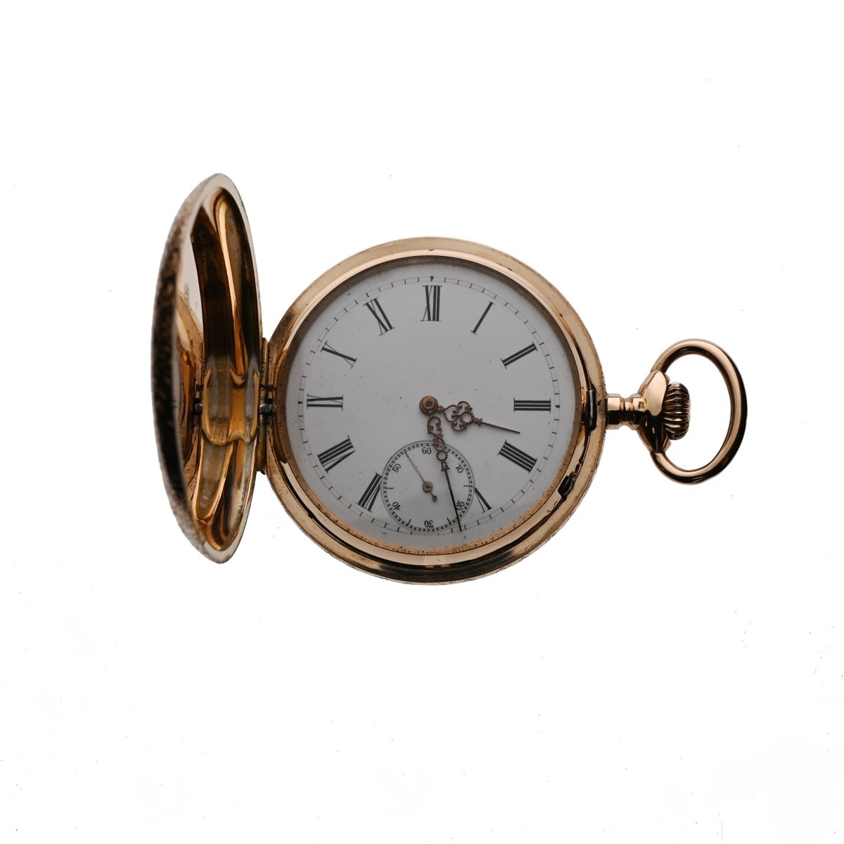 Zlaté kapesní hodinky Remontoir gravírované