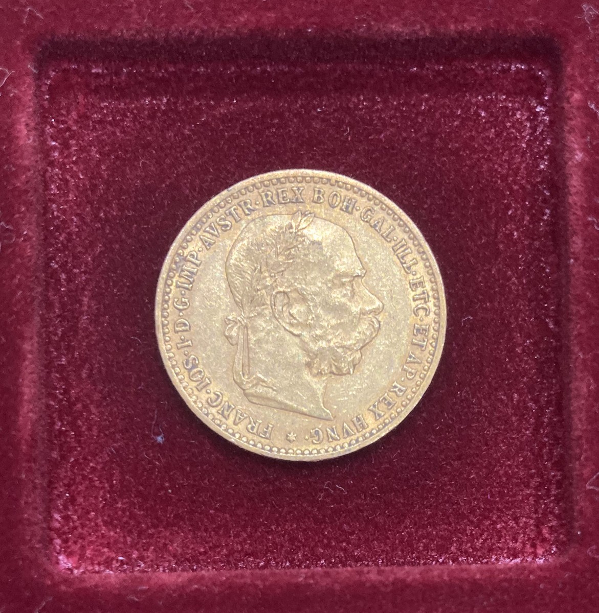 Sběratelská zlatá desetikoruna Františka Josefa I. Rakouská ražba 1905