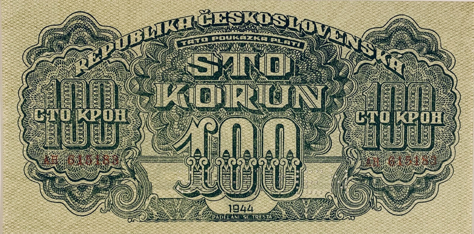 100 korun, 1944
