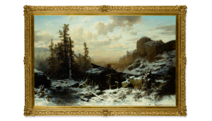 August Richard Zimmermann - Mlýn v zimní horské krajině