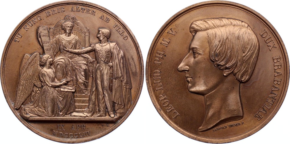 Belgium Bronze Medal 1853 LEOPOLD WIENER F. Tu Nunc Eris Alter Ab Illo