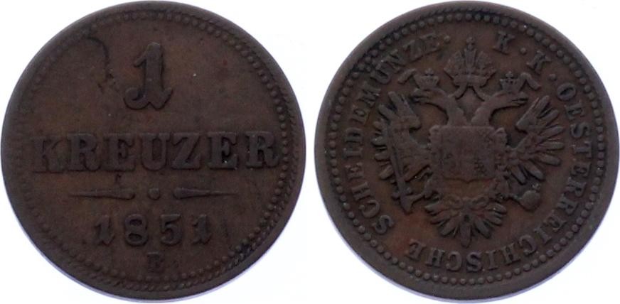 Austria 1 Kreuzer 1851 E