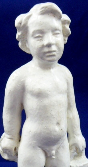BŘETISLAV BENDA ( 1897 - 1983 ) - STOJÍCÍ NAHÝ CHLAPEC S LUCERNOU