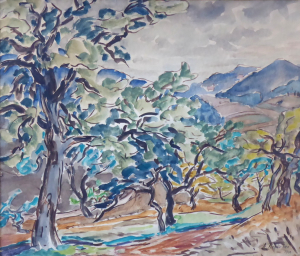 ANNA ROŠKOTOVÁ ( 1883 - 1967 ) - KRAJINA SE STROMY A ÚDOLÍM
