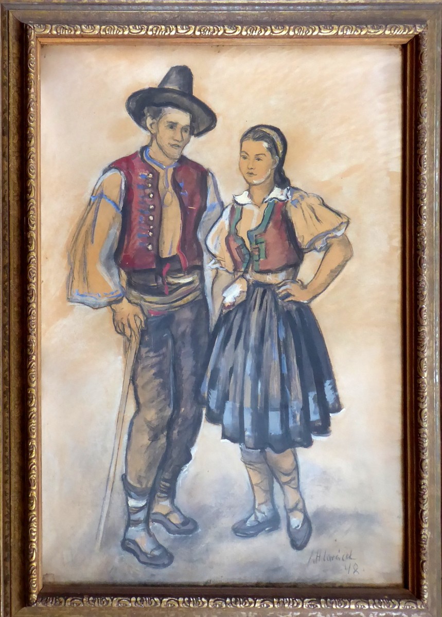 JOSEF HLAVÁČEK ( 1894 - 1962 ) - MLADÝ PÁR V KROJI