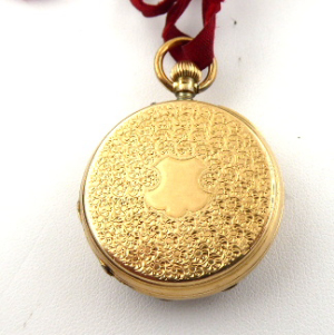 ZLATÉ DÁMSKÉ KAPESNÍ HODINKY - REMONTOIR PATENT 10 RUBIS