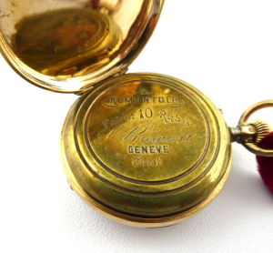 ZLATÉ DÁMSKÉ KAPESNÍ HODINKY - REMONTOIR PATENT 10 RUBIS