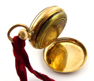 ZLATÉ DÁMSKÉ KAPESNÍ HODINKY - REMONTOIR PATENT 10 RUBIS