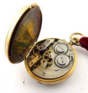 ZLATÉ DÁMSKÉ KAPESNÍ HODINKY - REMONTOIR PATENT 10 RUBIS