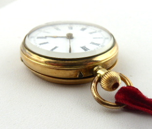 ZLATÉ DÁMSKÉ KAPESNÍ HODINKY - REMONTOIR PATENT 10 RUBIS