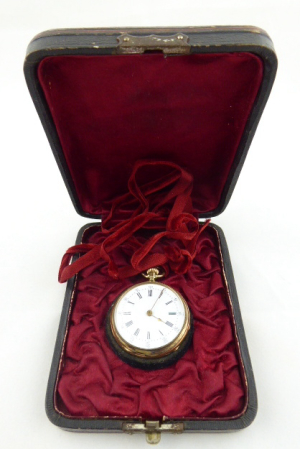 ZLATÉ DÁMSKÉ KAPESNÍ HODINKY - REMONTOIR PATENT 10 RUBIS