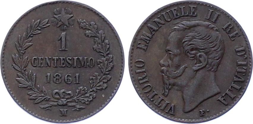 Italy 1 Centesimo 1861 M KM# 1.1 UNC