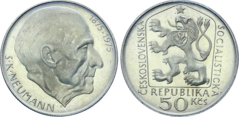 Czechoslovakia 50 Korun 1975 KM# 83 UNC Silver Birth of S. K. Neumann