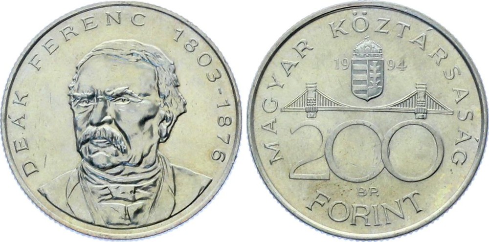 Hungary 200 Forint 1994 KM#707 Silver D. Ferenc 1803-1876