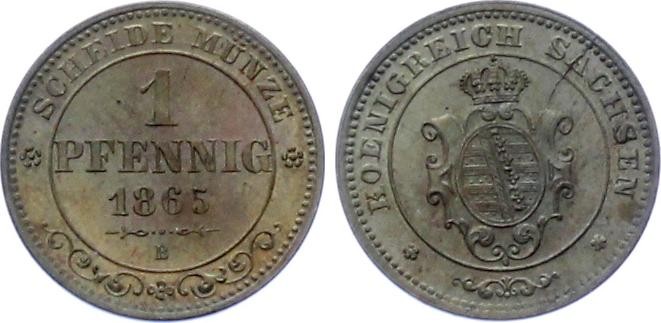 German States Saxony-Albertine 1 Pfennig 1865 B KM# 1216