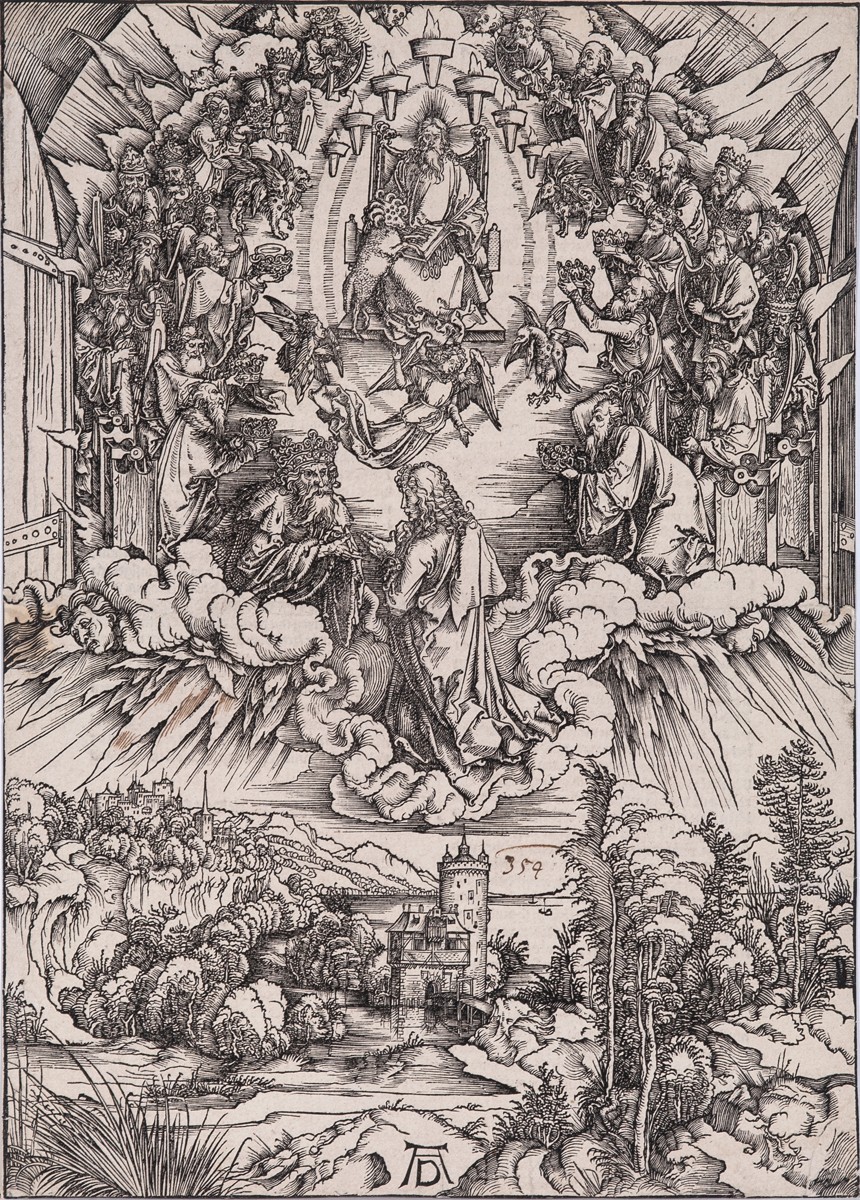 Albrecht Dürer - Svatý Jan před Bohem a starci (Saint John Before God and the Elders, from The Apocalypse)
