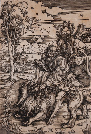 Albrecht Dürer - Samson bojuje se lvem