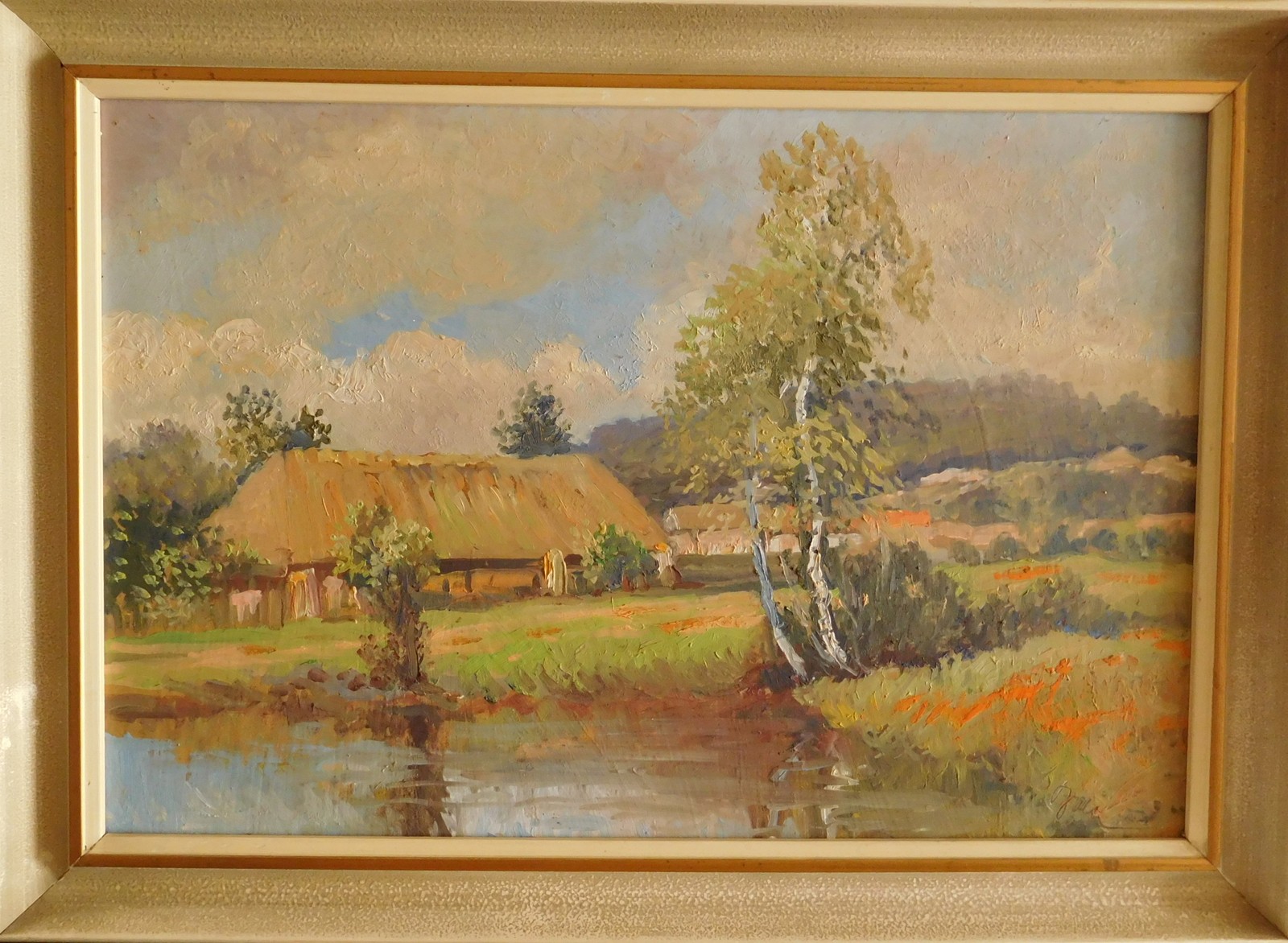 Břízy u rybníka - signováno nečitelně