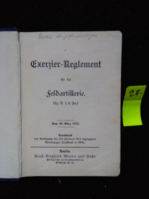 Exergier-Reglement fir die feldartillerie