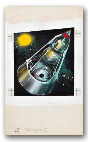 Rotrekl Teodor | Sputnik 2 - Originální návrh hracích karet "Kosmické kvarteto"