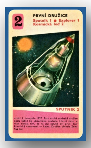 Rotrekl Teodor | Sputnik 2 - Originální návrh hracích karet "Kosmické kvarteto"